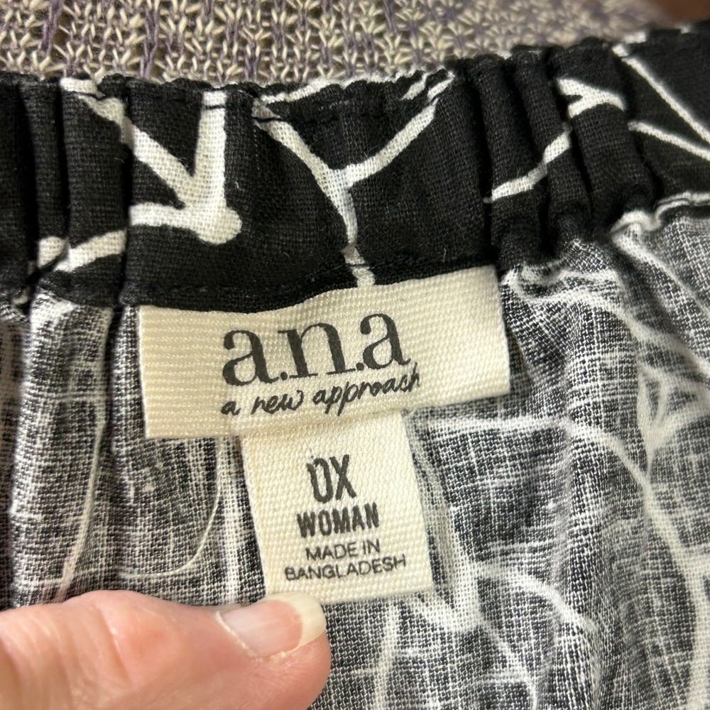 NWT A.N.A. Black white floral 0X womens dress linen cotton blend casual - Picture 8 of 8